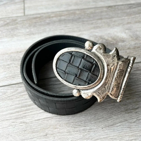 Kudos Braided Leather Belt With NBEL Vintage Buckle Made in  Italy Unisex - Picture 2 of 14